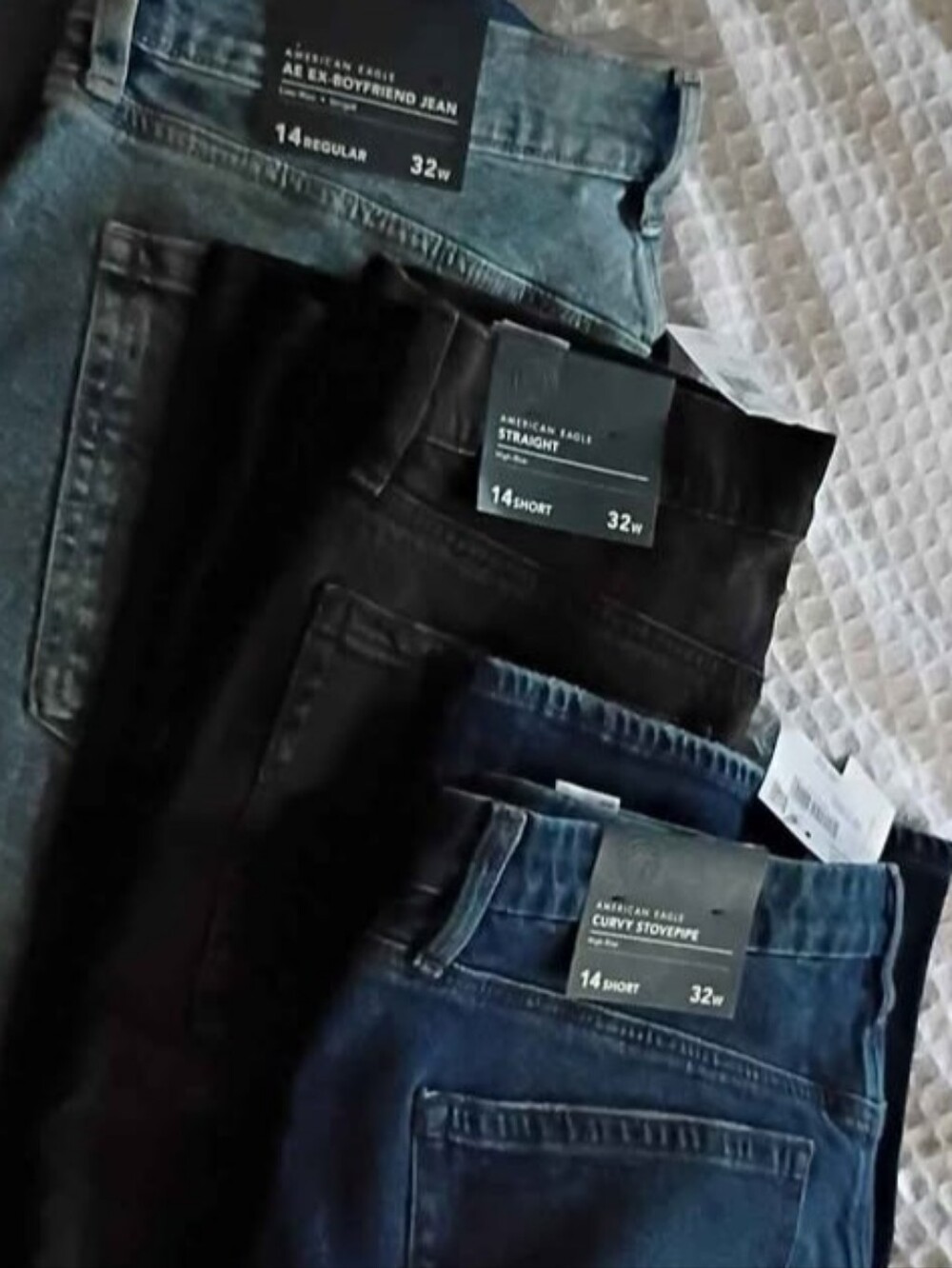 American Eagle Outfitters Women's Jeans - Black, Dark Blue, Light Blue